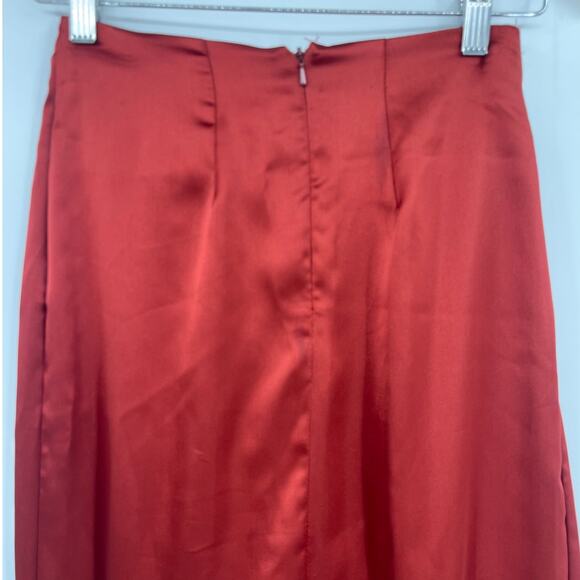 Asos Maxi Wrap Satin Skirt Sz 0 Rust Y2K Minimalist Formal Bias Sleek Modern - Picture 5 of 12